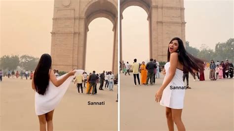 sannati mitra xx|Kolkata model dances in towel at India Gate for International。